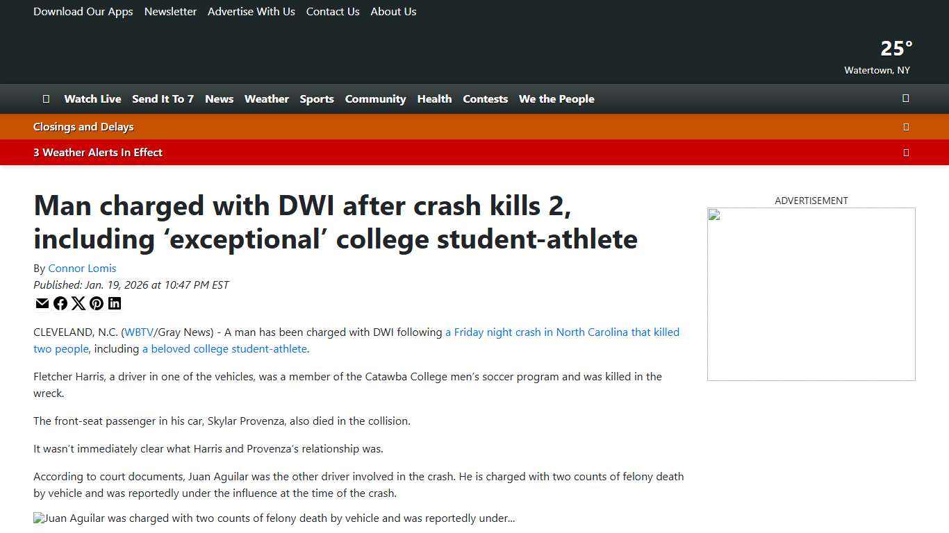 Man charged with DWI after crash kills 2, including ‘exceptional’ college student-athlete