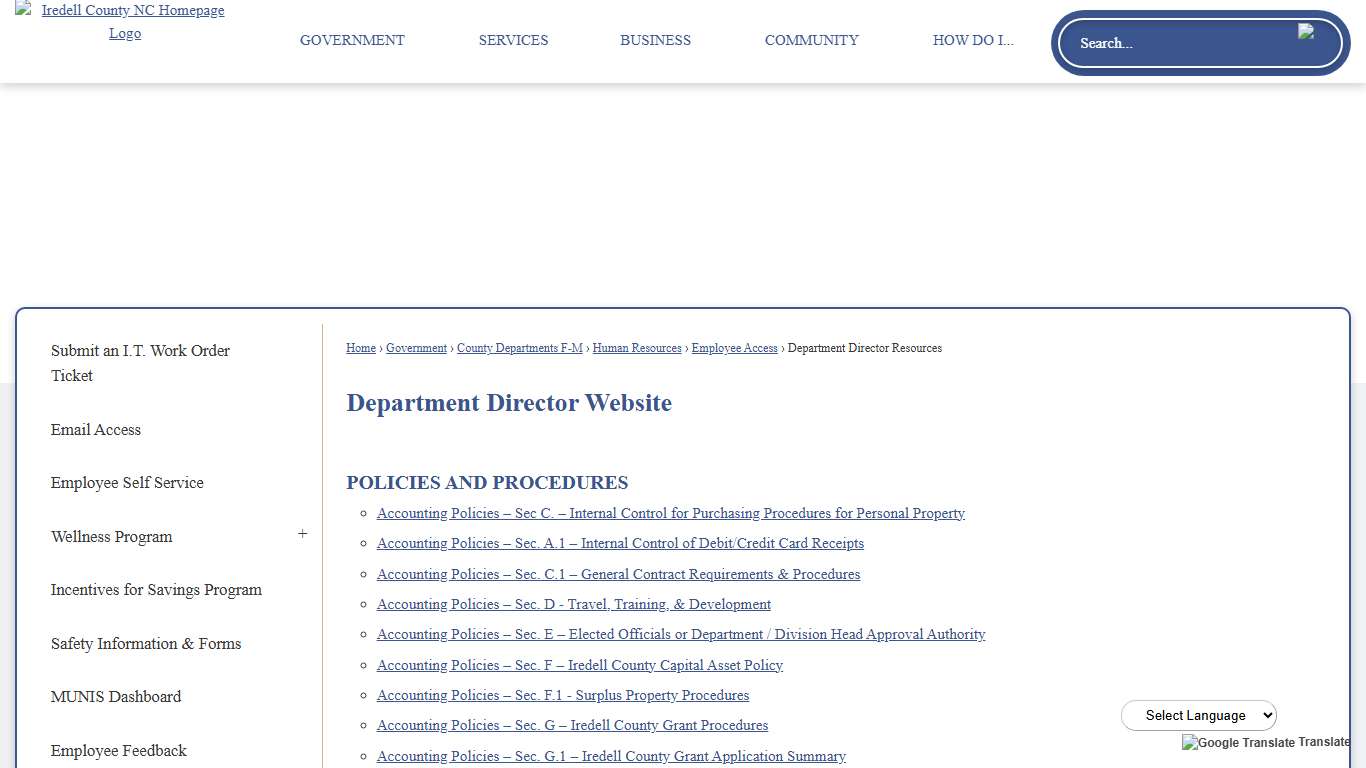 Department Director Website | Iredell County, NC