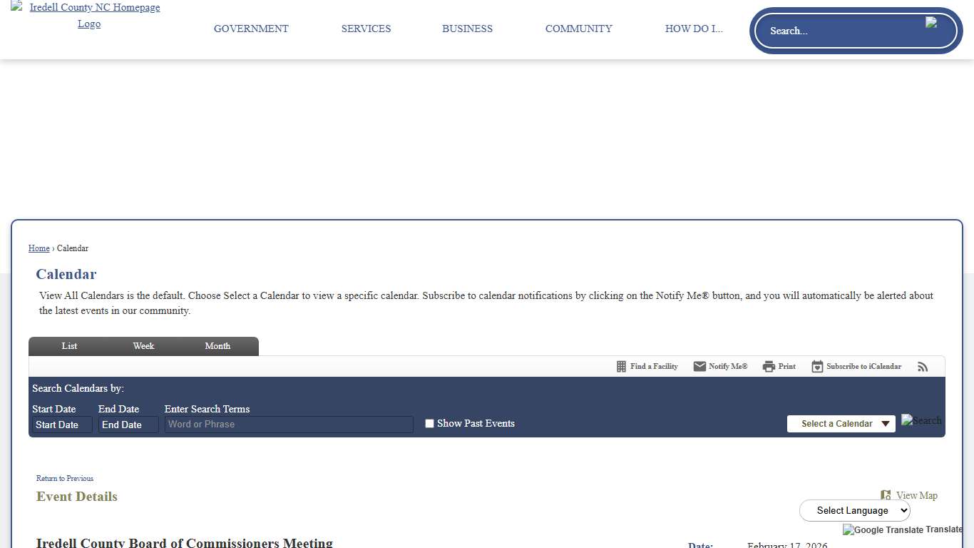 Calendar • Iredell County Board of Commissioners Meeting